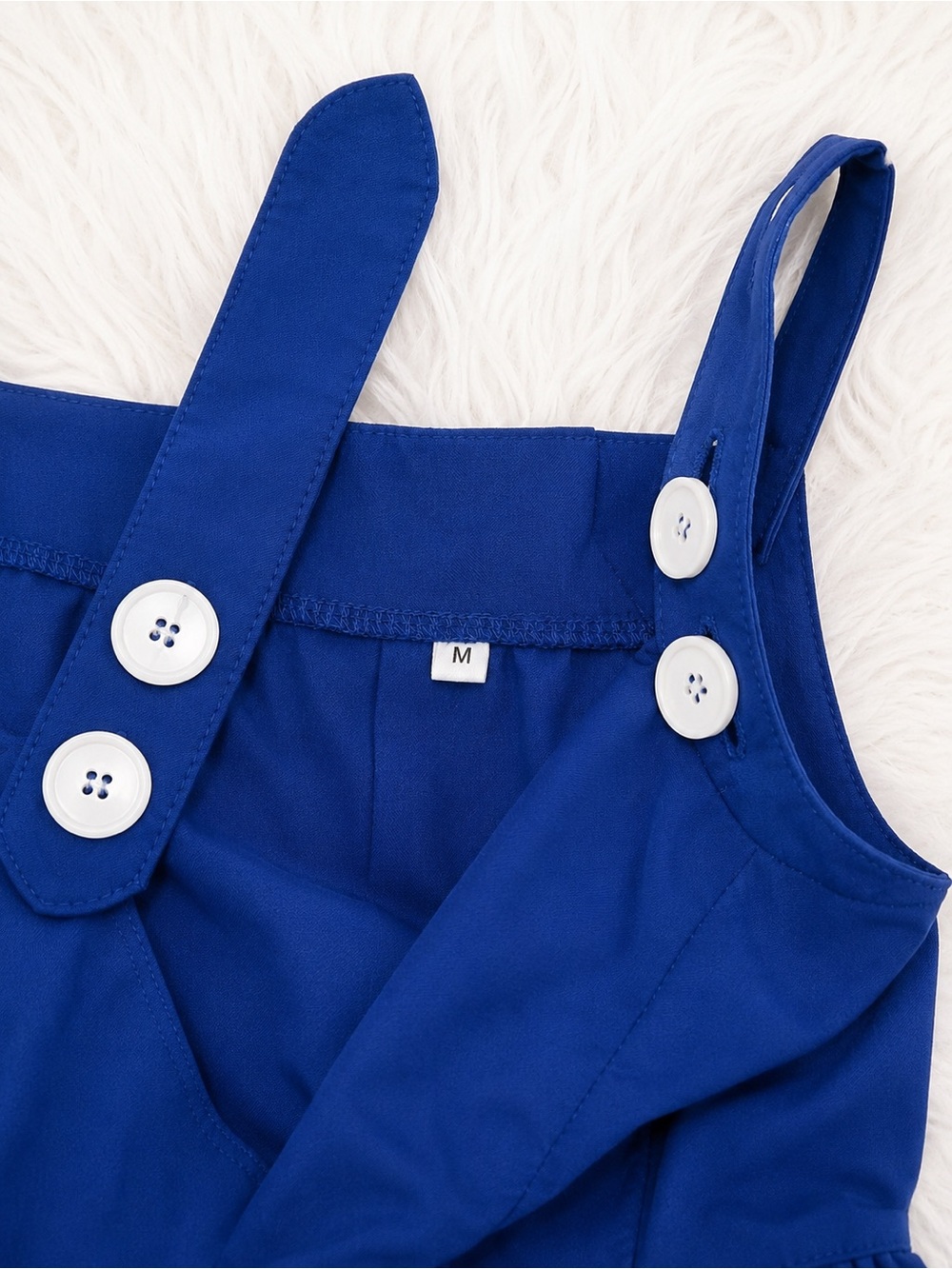 Cobalt Blue Wide Leg Jumpsuit Overalls Medium Boho Minimalist Boutique Romper - Picture 2 of 3